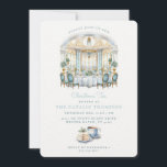 Essraum | Weihnachtstee Einladung<br><div class="desc">Laden Sie Ihre Freunde und Familie zu Weihnachten zu einem Tee mit dieser schönen Party Einladung ein. Diese Einladung hat ein Aquarellbild eines formellen Speisesaals mit blauen und grünen Weihnachtsdekorationen. Die verwendeten Farben sind Aqua, Schieferblau und Bräune. Der Boden hat eine blaue Teetasse mit einem geschichteten Kuchen, überzogen mit einem...</div>