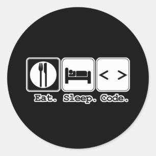 Essschlafcode Runder Aufkleber