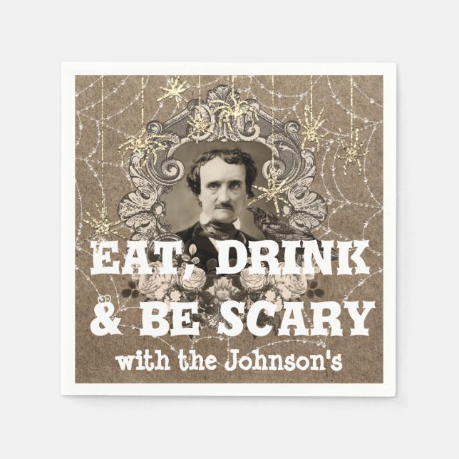 Essst Drink Beängstigend Spider Halloween Kraft We Serviette (Vorderseite)