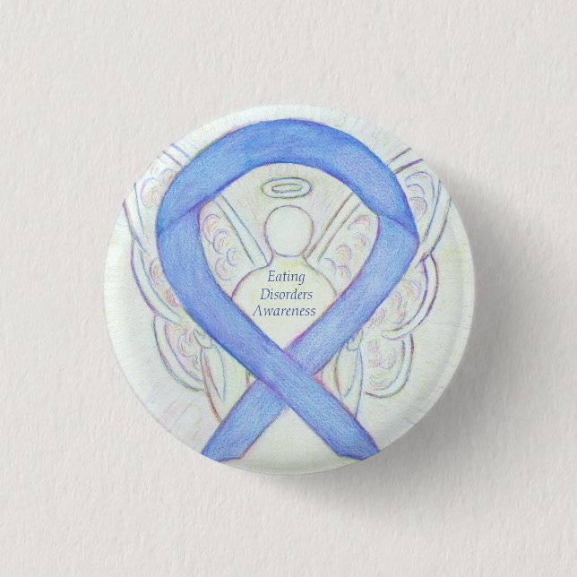 Essstörungen Sensibilisierung Ribbon Engel Custom  Button (Vorderseite)