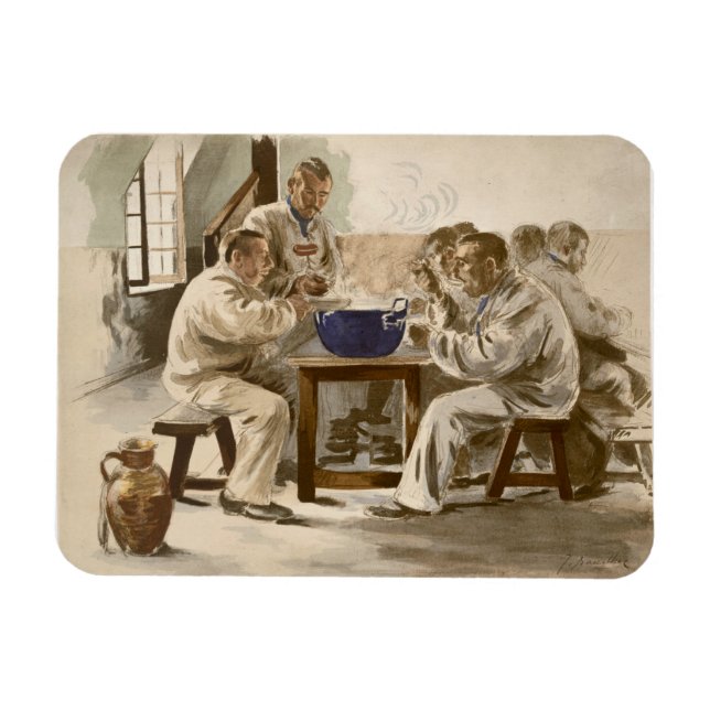 Esssuppe in den Barracks, von 'L'Estampe Moder Magnet (Horizontal)