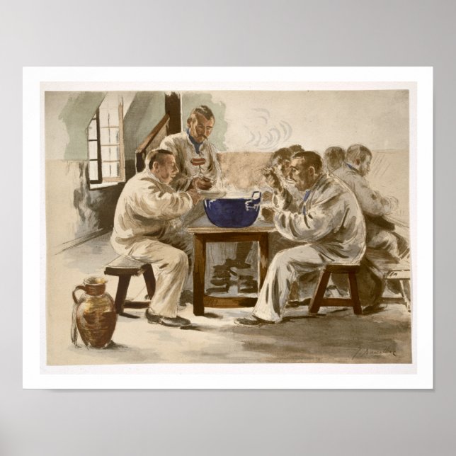 Esssuppe in den Barracks, von 'L'Estampe Moder Poster (Vorne)