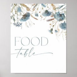 Esstisch-Schild boho staubige blaue Wildblume Poster