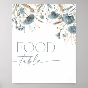 Esstisch-Schild boho staubige blaue Wildblume Poster
