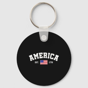 Est 1776 Patriotische US-amerikanische Flagge 4. J Schlüsselanhänger