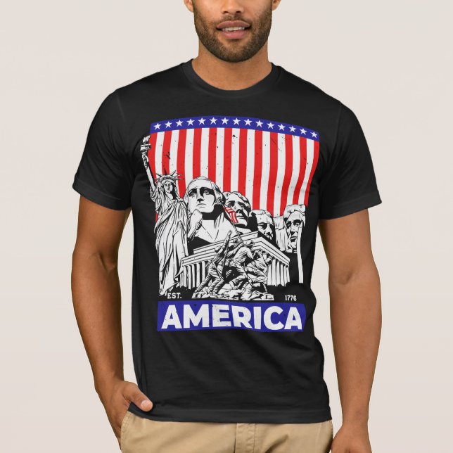 Est 1776 Patriotische US-amerikanische Flagge 4. J T-Shirt (Vorderseite)