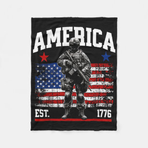 Est 1776 Patriotische US-amerikanische Vintage-Fla Fleecedecke