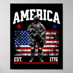 Est 1776 Patriotische US-amerikanische Vintage-Fla Poster