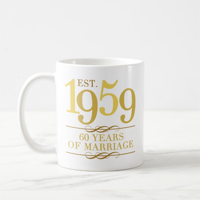 Est. 1959 60. Hochzeitstag Kaffeetasse (Links)