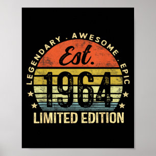 Est 1964 limitierte Auflage 61. Geburtstag Vintage Poster