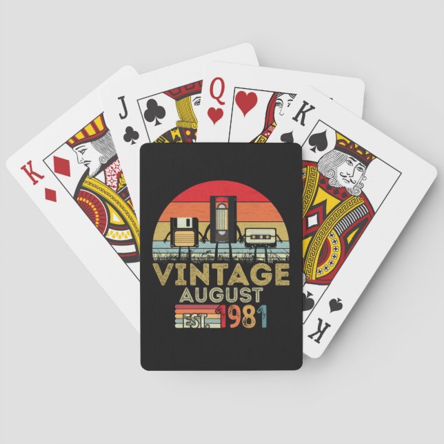 EST 1981 August Vintag 40. Geburtstag Spielkarten (Rückseite)