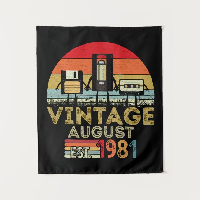 EST 1981 August Vintag 40. Geburtstag Wandteppich (Vorderseite)