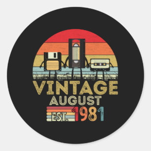EST 1981 Vintage 40. Geburtstag August Runder Aufkleber