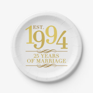 Est. 1994 25. Hochzeitstag Pappteller