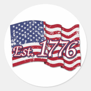 Est. Flag 1776 USA - Not leidend Runder Aufkleber
