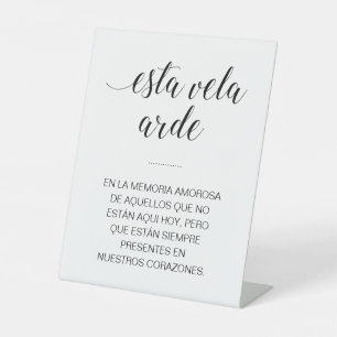 Esta Vela Arde Wedding Memorial Sign in Spanisch Sockelschild