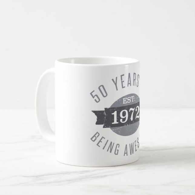 Established 1972 50th Birthday Kaffeetasse (Vorderseite Links)