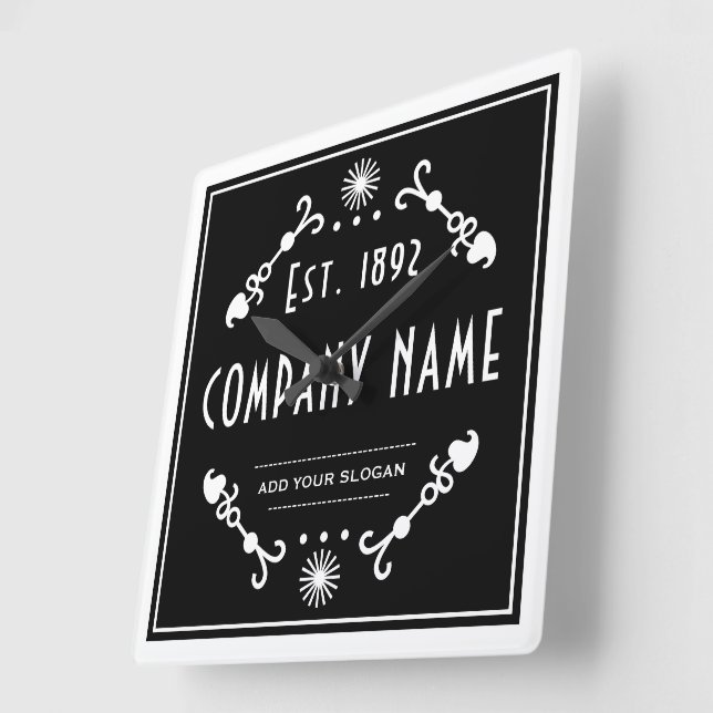 Established Business Name, Decorative Quadratische Wanduhr (Winkel)