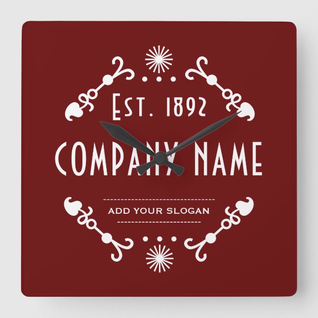 Established Business Name, Decorative Quadratische Wanduhr (Vorderseite)