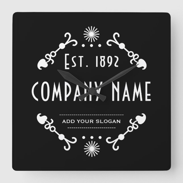Established Business Name, Decorative Quadratische Wanduhr (Vorderseite)