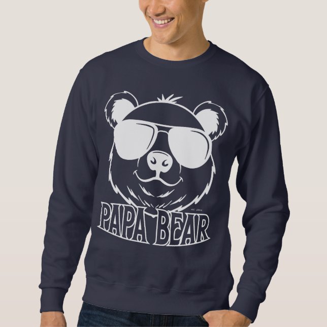 established PaPa Bear Navy Blue White Modern Sweatshirt (Vorderseite)