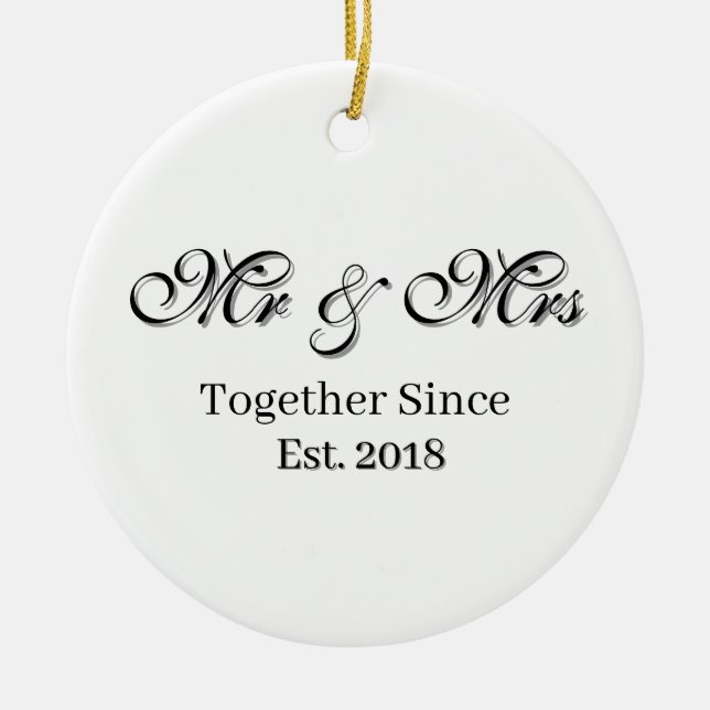 Established Year Personalized Couple Design Keramik Ornament (Vorne)