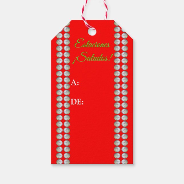 Estaciones ¡Saludos! Etiquetas de Regalo Geschenkanhänger (Vorderseite)