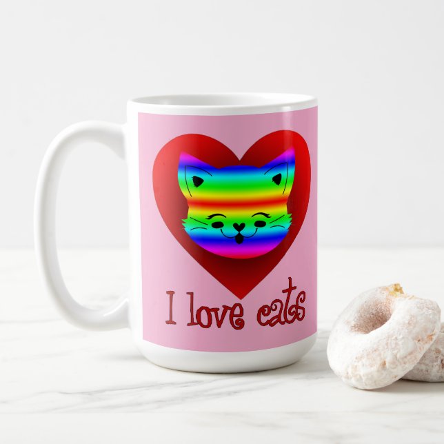 Estampa Animal - I Love Cats - Caneca Kaffeetasse (Mit Donut)