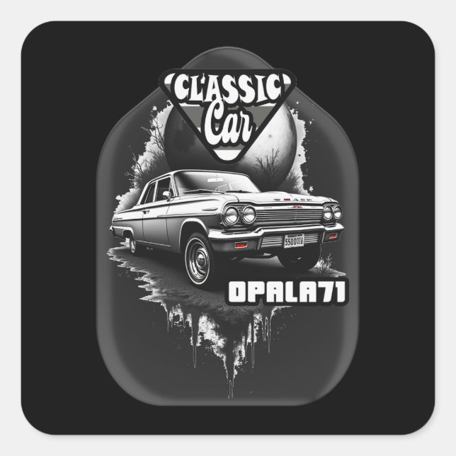 Estampa Carro - Classic Car Opala 71 - Adesivo Quadratischer Aufkleber (Vorderseite)