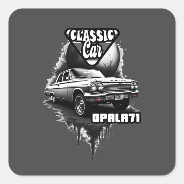 Estampa Carro - Classic Car Opala 71 - Adesivo Quadratischer Aufkleber (Vorderseite)