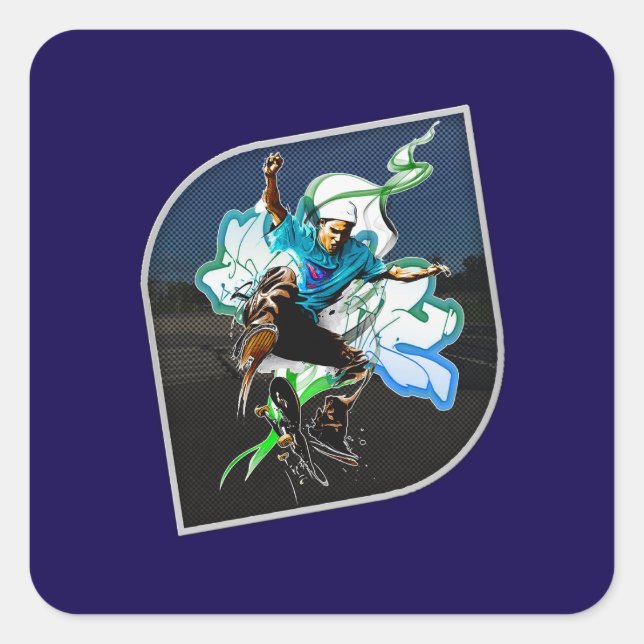 Estampa Esporte - Urban Skater - Adesivo Quadratischer Aufkleber (Vorderseite)