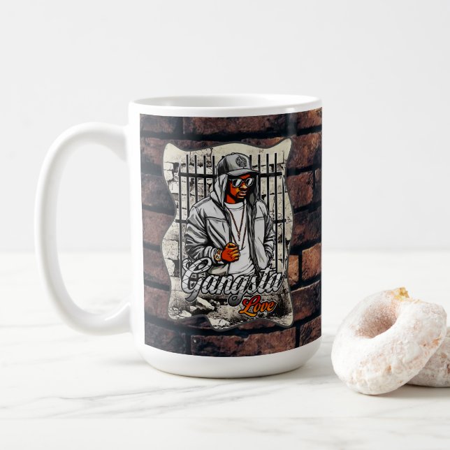 Estampa Hip Hop - Gangsta Love - Caneca Kaffeetasse (Mit Donut)
