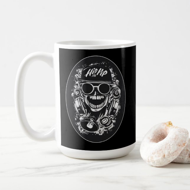 Estampa Hip Hop - Hip Hop Skull Vibes - Caneca Kaffeetasse (Mit Donut)