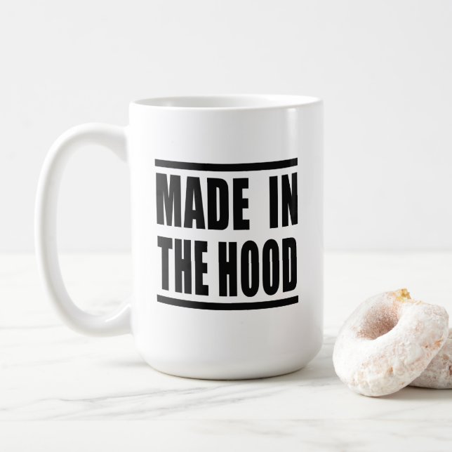 Estampa Hip Hop - Made in the Hood - Caneca Kaffeetasse (Mit Donut)