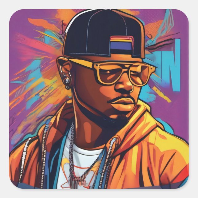 Estampa Hip Hop - Street graffiti art - Adesivo Quadratischer Aufkleber (Vorderseite)