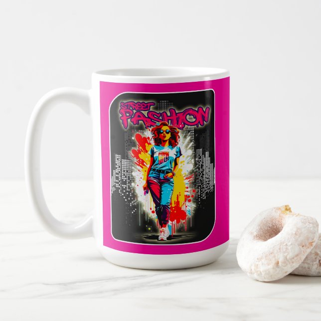 Estampa Moda - Street Fashion - Caneca Kaffeetasse (Mit Donut)