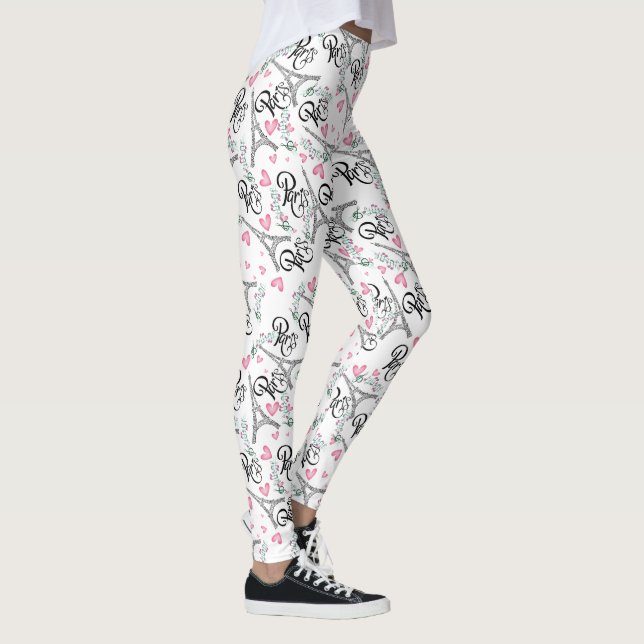 estampado integral de parís con notas musicales leggings (Rechts)