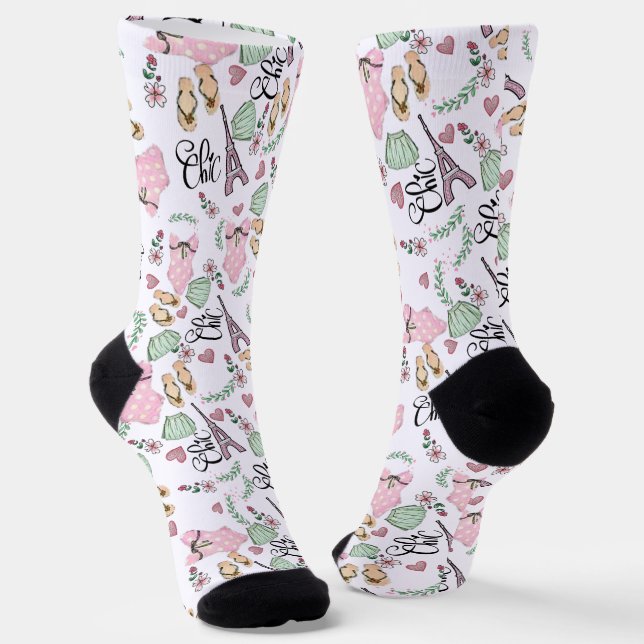 estampado integral de torre Eiffel  Socken (Gewinkelt)