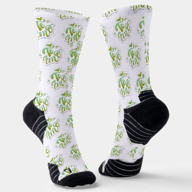 estampado integral te amo en verde socken (Gewinkelt)