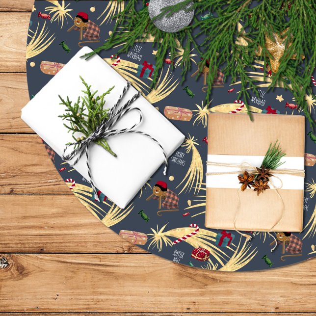 estampado navideño de regalos y dulces para niños polyester weihnachtsbaumdecke (Von Creator hochgeladen)