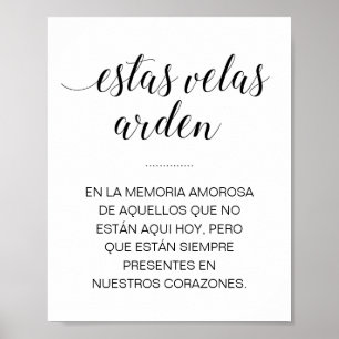 Estas Velas Arden Wedding Memorial Sign in Spanisc Poster