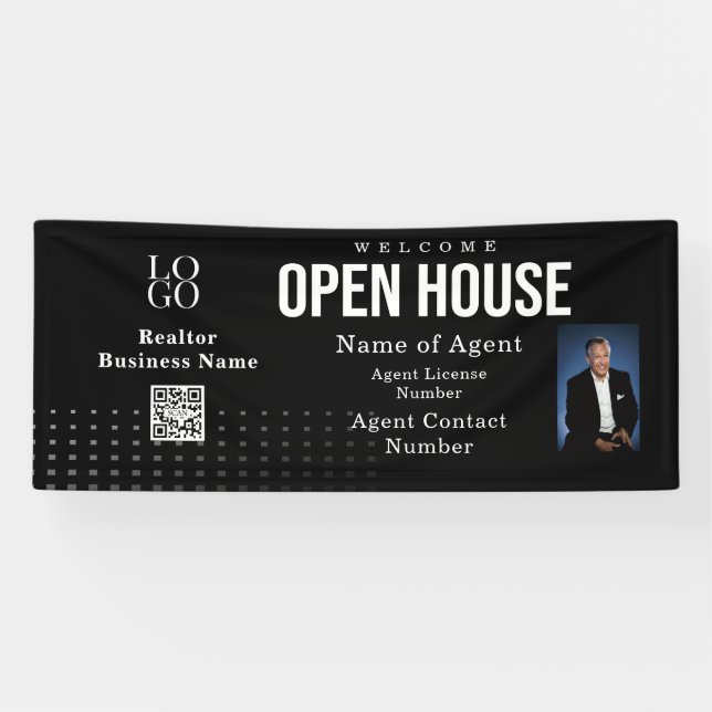 Estate Open House Logo Photo Black Banner (Horizontal)