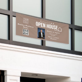 Estate Open House Logo Photo Light Brown Banner