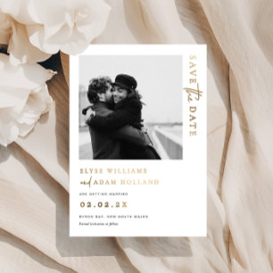 Estelle Foto Gold Foil Foil Wedding retten das Dat Folieneinladung