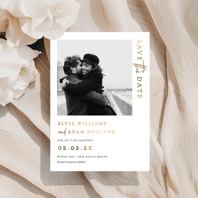 Estelle Foto Gold Foil Foil Wedding retten das Dat Folieneinladung (Von Creator hochgeladen)