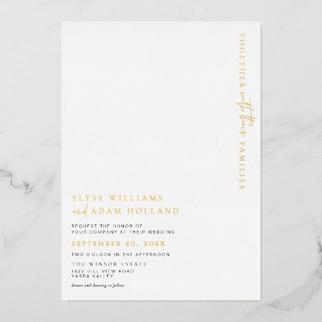 Estelle Minimalistisch Gold Foil Wedding Einladung (Vorderseite)