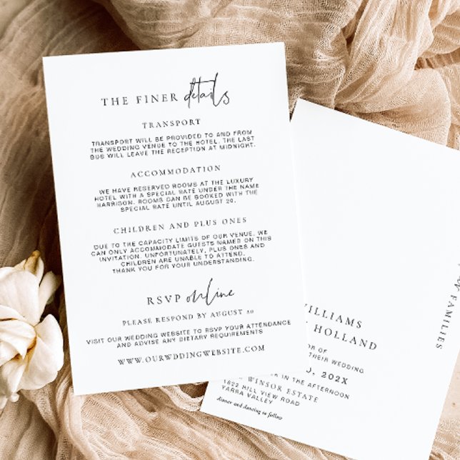Estelle Minimalistisch Wedding Details Card Einladung (Estelle Wedding All In One Invitation )