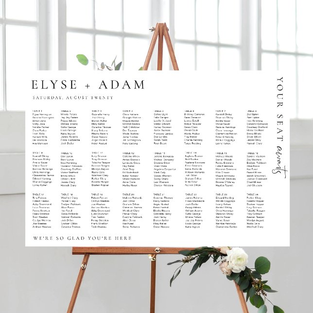 Estelle Modern Minimal 24 Tischplatinen Poster (Estelle Your Seat Awaits 24 Table Seating Chart )