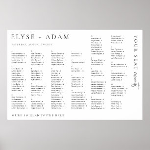 Estelle Modern Minimal Alphabetisches Sitzplakat Poster