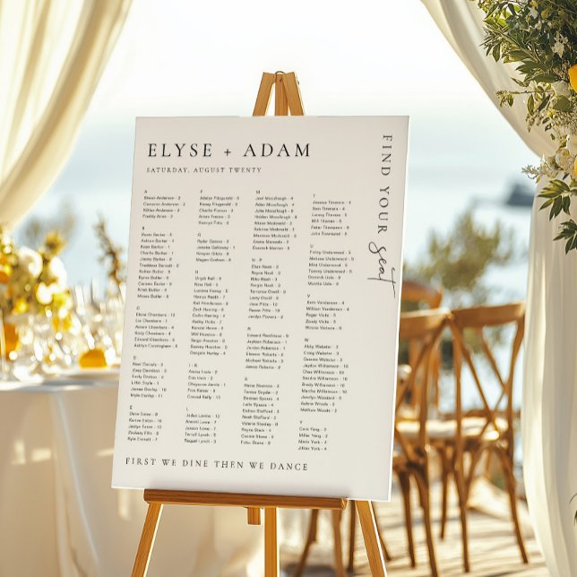 Estelle Modern Minimal Alphabetisches Sitzplakat Poster (Von Creator hochgeladen)